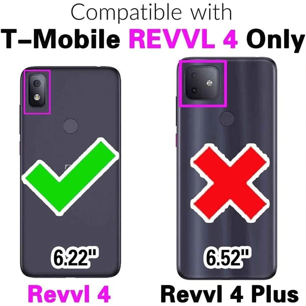 T Mobile Revvl 4‎ Wallet Case Leather Blue Zipper Card Holder Lanyard Strap